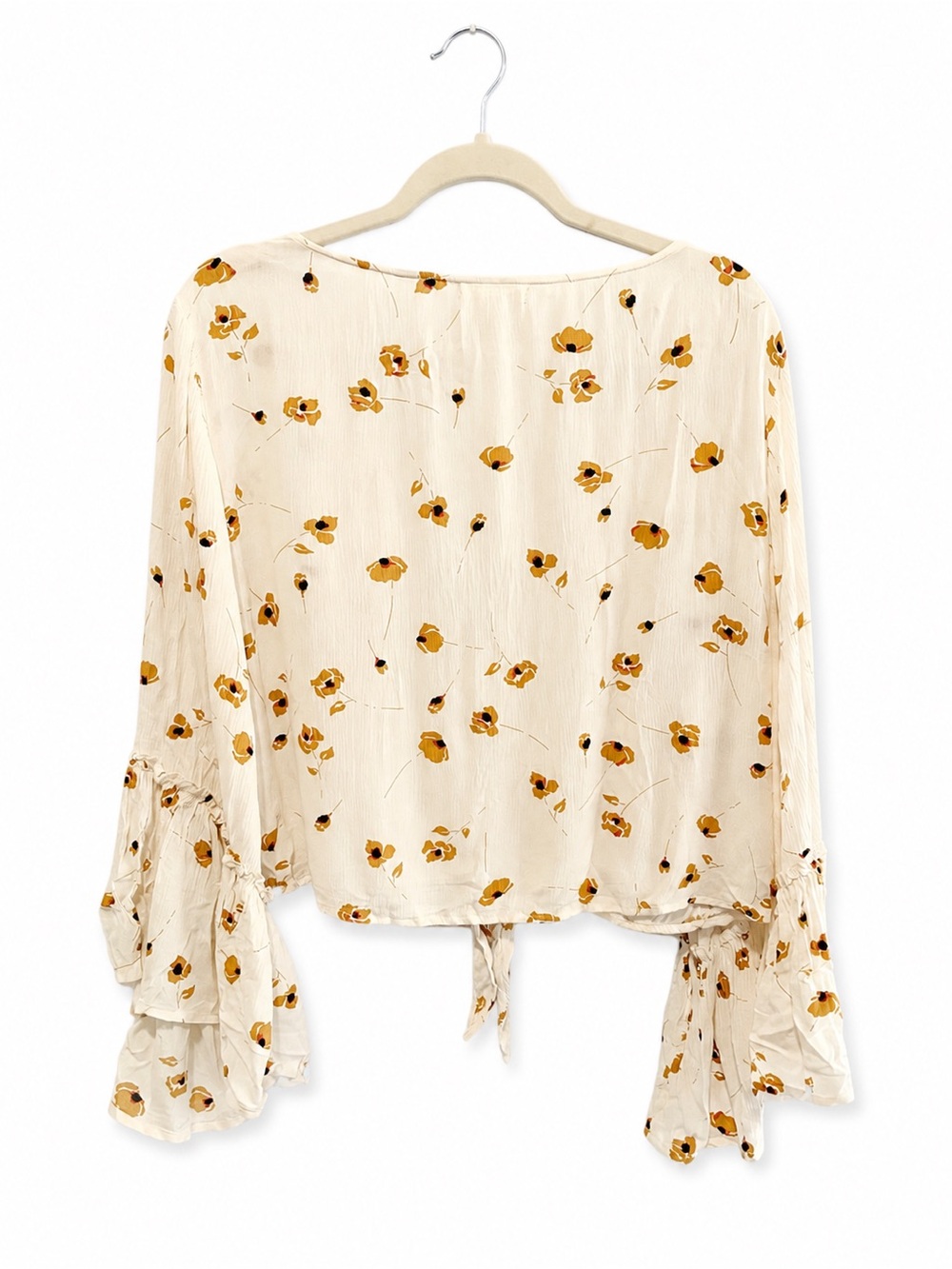 Billabong Floral Tie-Front Boho Bell Sleeve Top - Picture 3 of 4